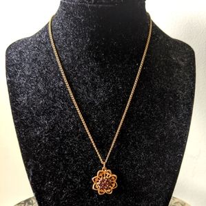 Beautiful Ruby and Gold Costume Jewelry Necklace